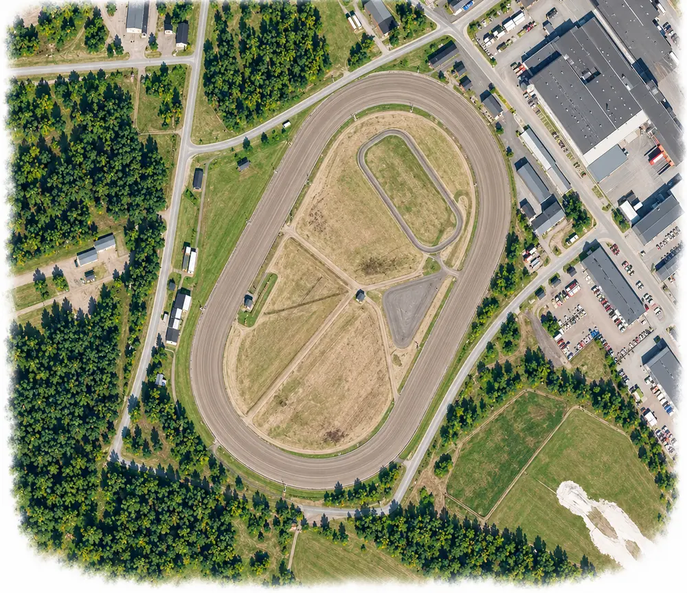 Konstnärlig banöversikt med miljödetaljer för Arvika