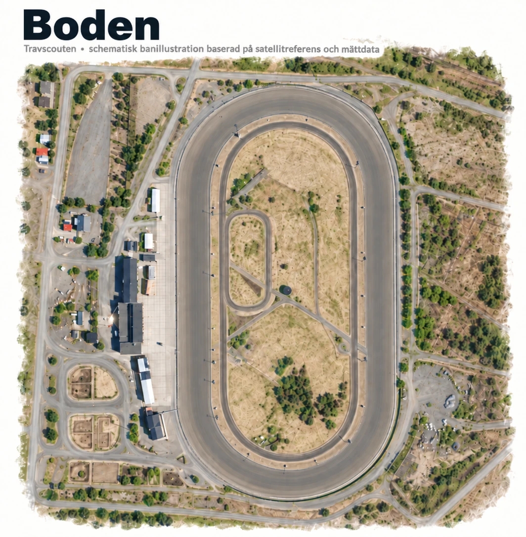 Konstnärlig banöversikt med miljödetaljer för Boden