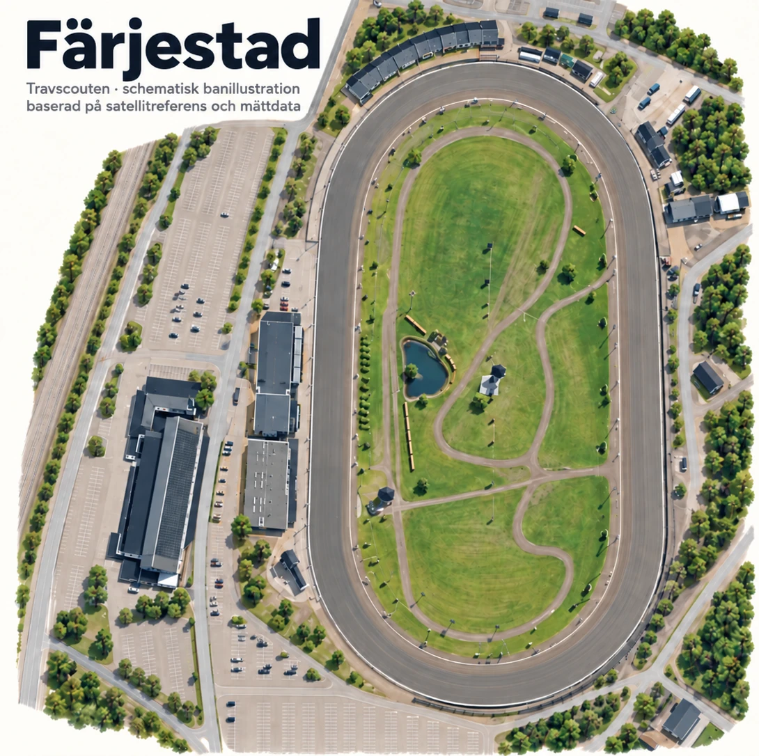 Konstnärlig banöversikt med miljödetaljer för Färjestad