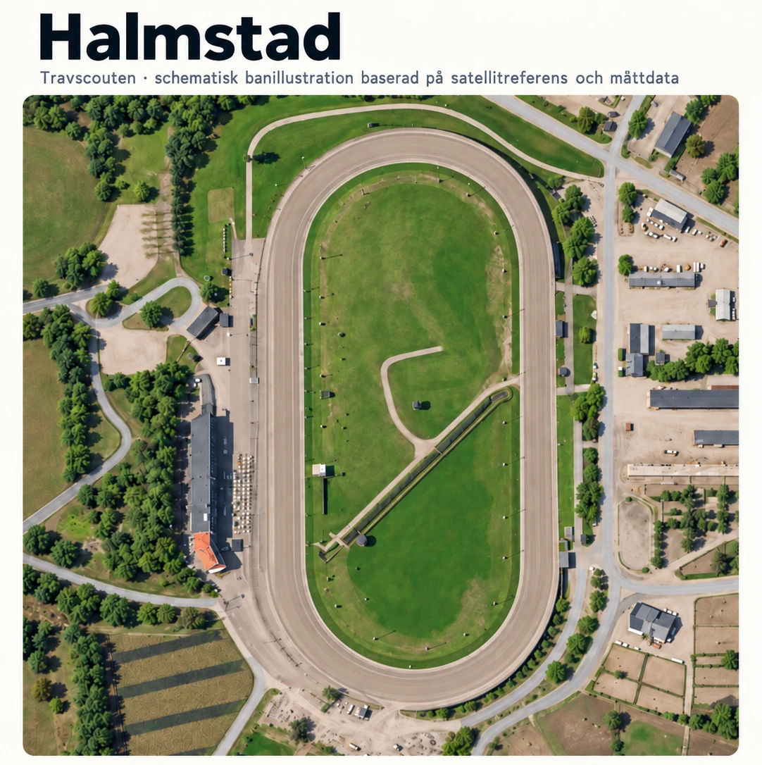 Konstnärlig banöversikt med miljödetaljer för Halmstad