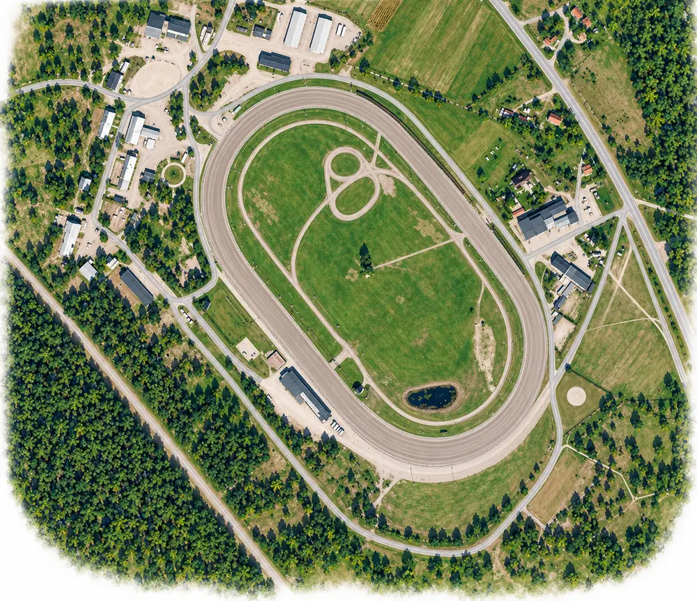Konstnärlig banöversikt med miljödetaljer för Visby